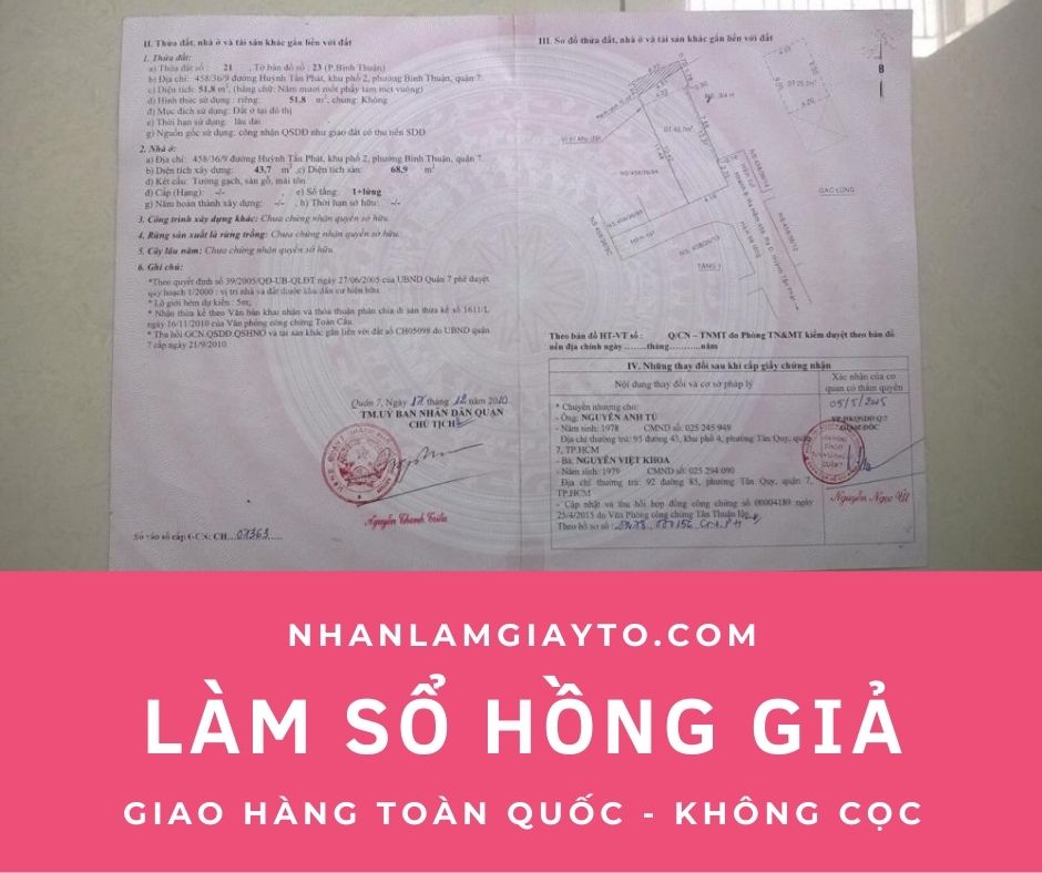 dịch vụ làm sổ hồng giả không cọc