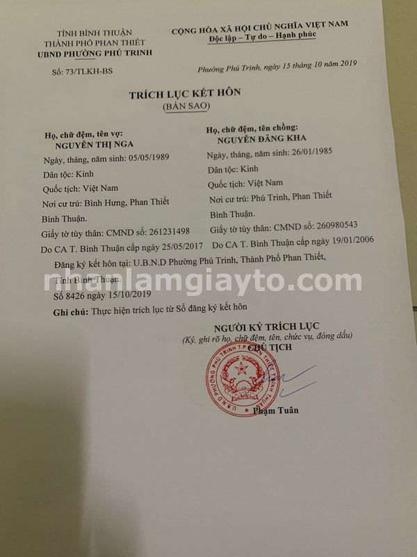 làm giấy quyết định kết hôn giả