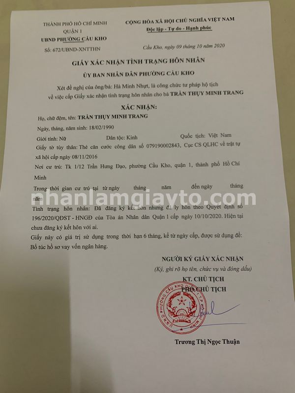làm giấy quyết định ly hôn giả